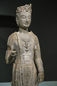 北齐彩绘石雕佛