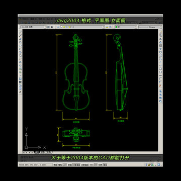 大提琴CAD平面图立面图