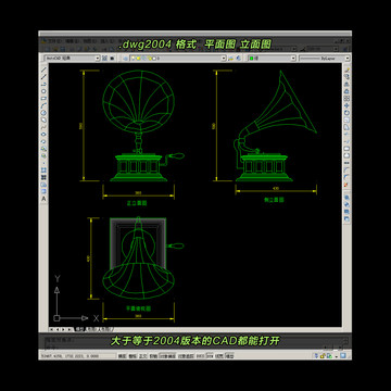 留声机CAD平面图立面图