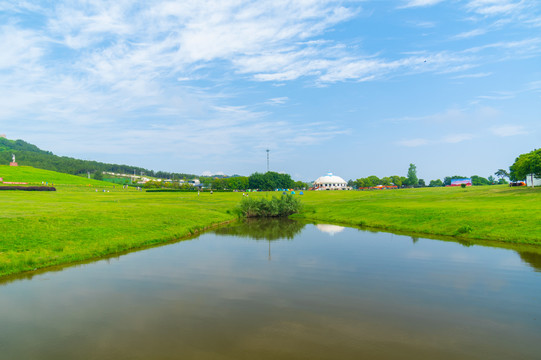 湖北武汉木兰草原风景区初夏风光