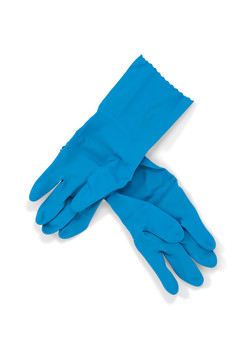 白底蓝色橡胶手套