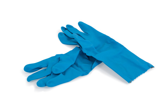 白底蓝色橡胶手套