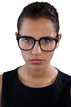 戴眼镜的年轻女商人的肖像