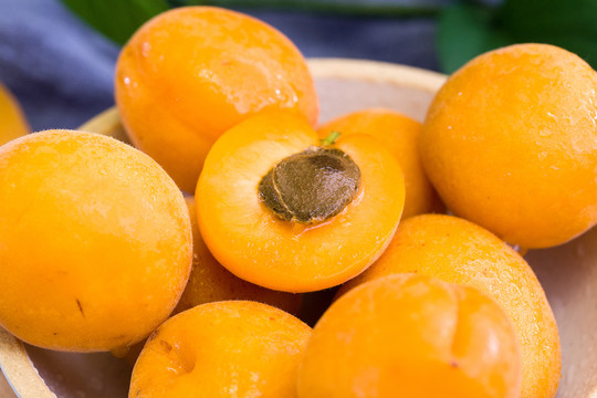 黄杏特写果核果肉横版摄影图片