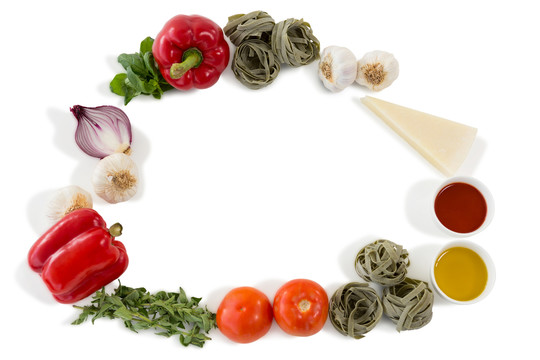 意大利面蔬菜俯视图