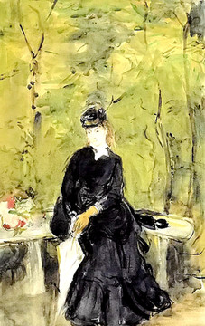 贝尔特·摩里索特坐在长椅上的女士