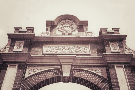 旧上海石库门建筑发黄老照片