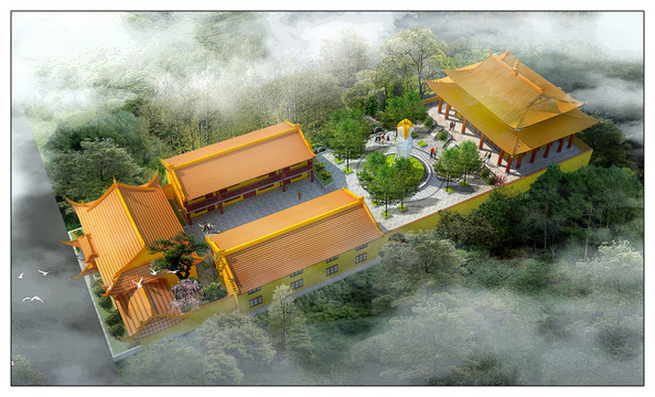 寺庙规划设计鸟瞰图