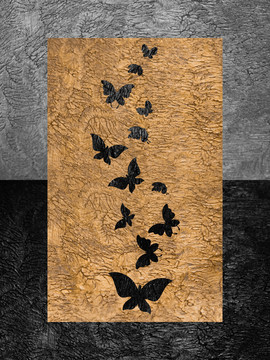 北欧现代简约金箔抽象蝴蝶壁画