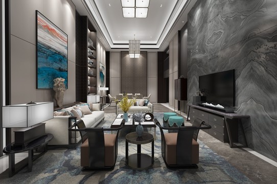 新中式风格家装客厅设计案例