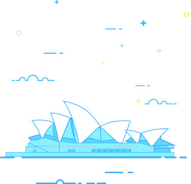 悉尼歌剧院地标建筑矢量插画