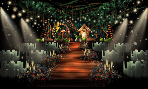 森系效果图童话舞台婚礼舞台