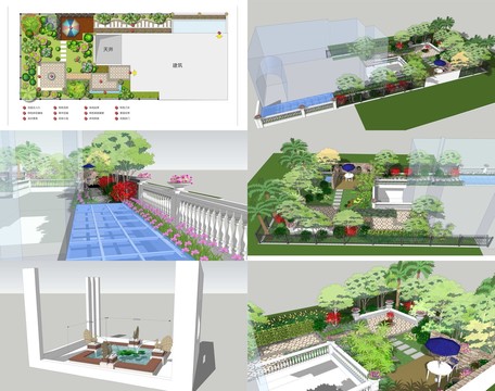 花园景观设计含平面图模型和效果