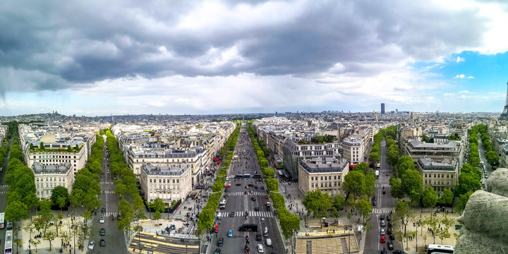 凯旋门上俯瞰巴黎市貌