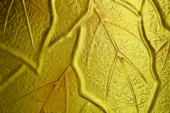 金色树叶花纹材质特写