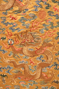 飞龙祥云龙袍刺绣清代
