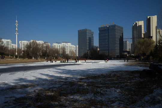 雪后西宁海湖新区