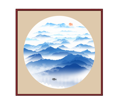圆形山水装饰画