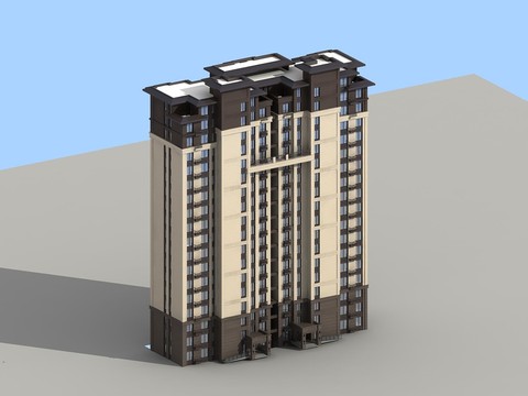 欧式双面高层住宅模型