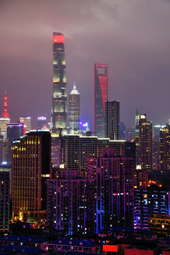 上海浦东陆家嘴上海中心夜景
