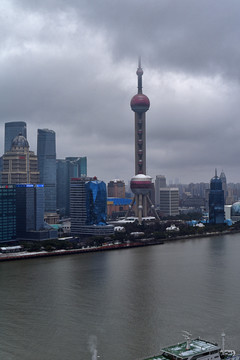 上海风雪城市建筑风光