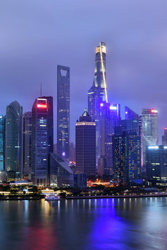 上海陆家嘴城市风光夜景灯光秀