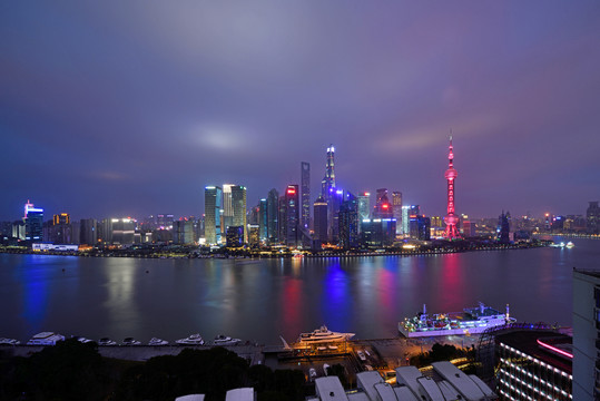 上海陆家嘴城市风光夜景灯光秀