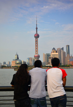 上海外滩风景及游客