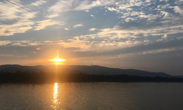 夕阳 湘江 橘子洲头 岳麓山