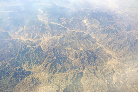 航拍山西晋中地区黄土丘陵沟壑区