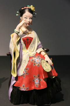 古代美女彩色泥塑