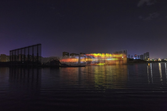 中国山西太原晋阳湖夜色风光