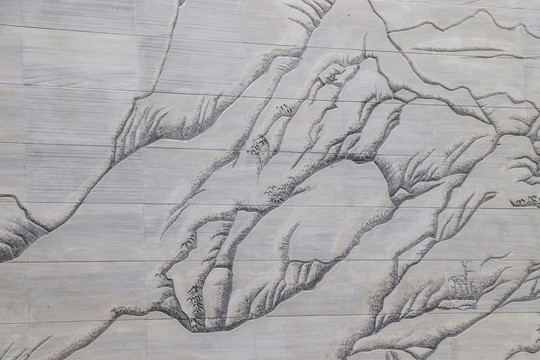 山水线条浮雕纹理