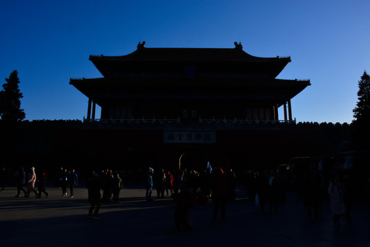 逆光下的北京故宫