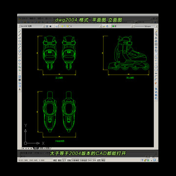 旱冰鞋CAD平面图立面图