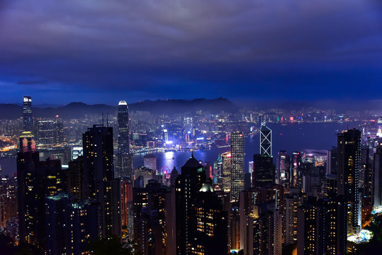 香港维多利亚港夜景太平山