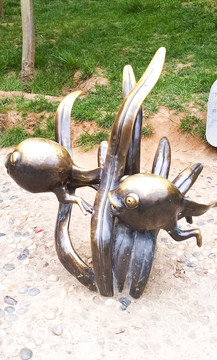 小蝌蚪古铜雕塑