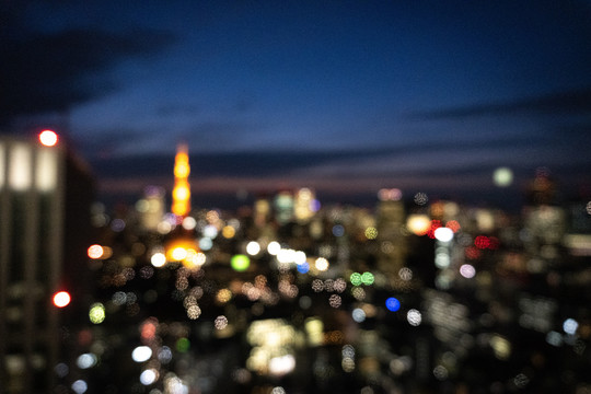 日本东京城市黄昏夜景