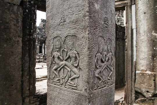 吴哥窟遗址浮雕花纹