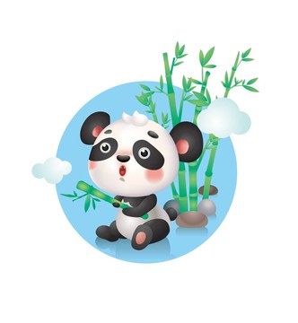熊猫竹子卡通可爱插画