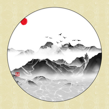 彩色水墨画