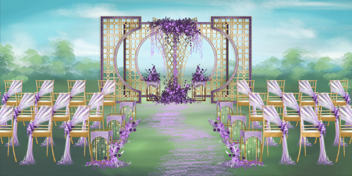 手绘紫色摩洛哥风格婚礼设计