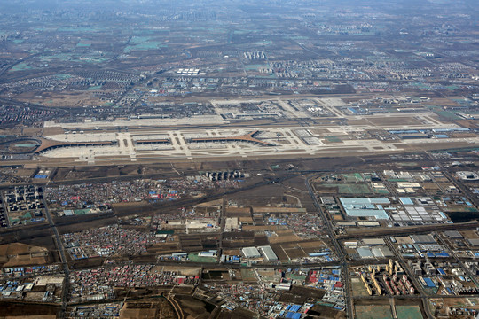 俯瞰北京首都机场全景