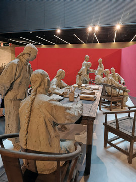 清朝人物雕塑群像