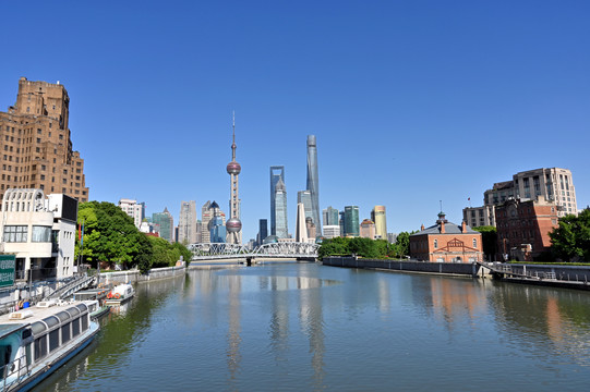 乍浦路桥上海苏州河城市建筑群
