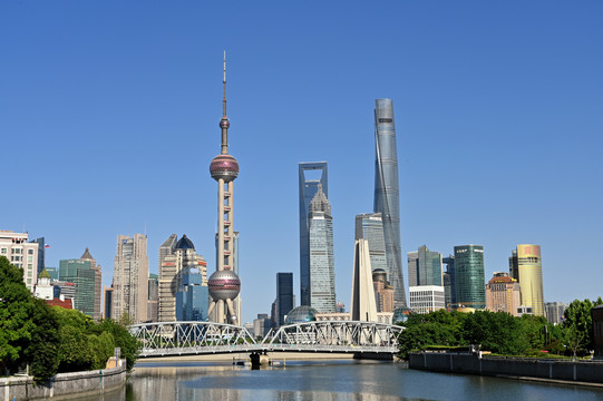 上海外白渡桥及陆家嘴地标建筑群
