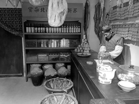 老上海生活场景黑白照片百货店