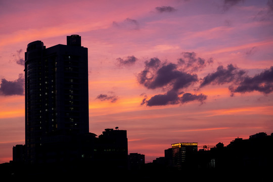 广州城市黄昏景色