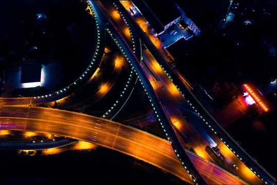 航拍徐州市东三环高架路夜景