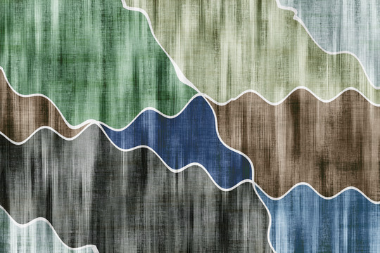 蓝绿色现代简约几何布纹地毯